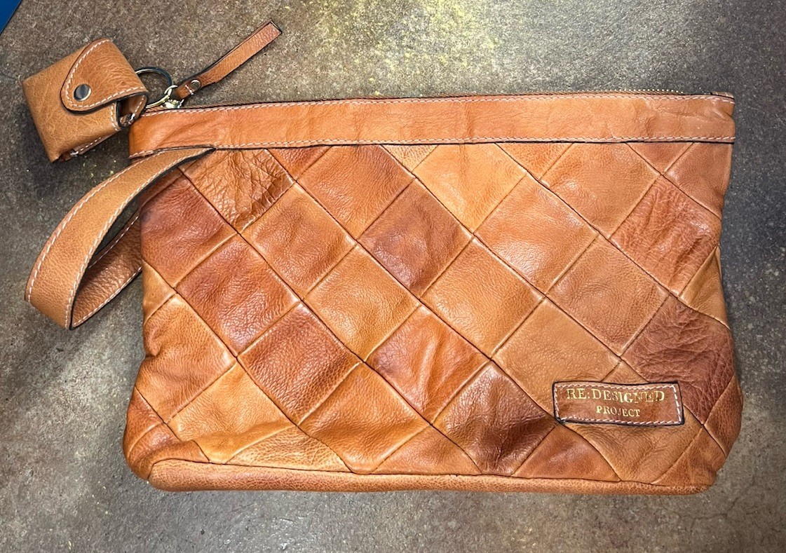 Leather patchwork purse Large Clutch handbag RE:D… - image 1