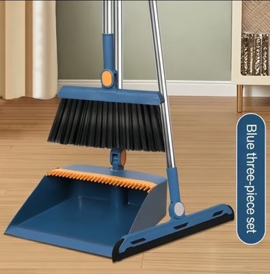 Blue Broom Dustpan Squeegee Set Heavy Duty Extendable
