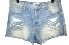 PACSUN HIGH RISE DESTROYED DENIM SHORTS WOMENS SIZE 31