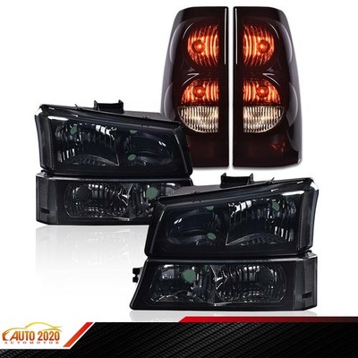 Tail Lights+Corner Lamps Smoked Headlights Bumper Fit For 03-07 Chevy Silverado
