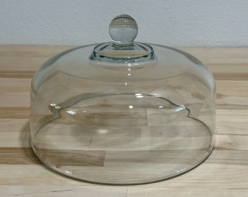 Anchor Hocking 10-Inch Clear Glass Cake Dome Cover Cloche Vintage w/ Knob Handle