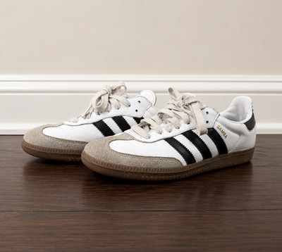 adidas Samba OG White Black Gum Sneakers Youth Girls 7 Unisex Leather Shoes Boys