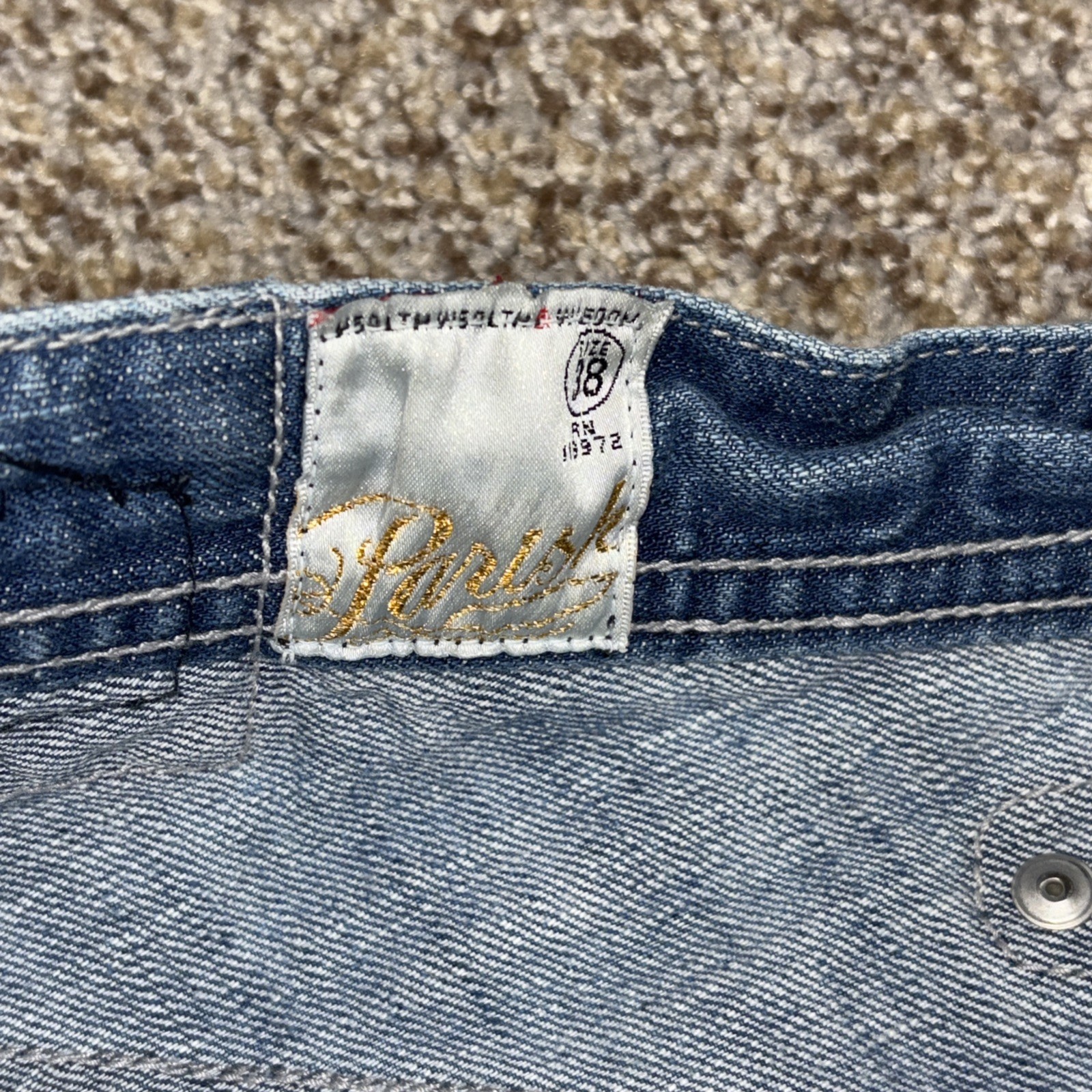 Parish Nation Baggy Hip Hop Jeans Button Fly Size 38 Fits 38 X 32.5 - View 5