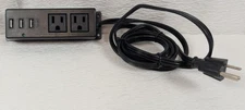 2 Outlet Desk Power Strip with 3 USB Ports - 6ft Cord - Screw Mount