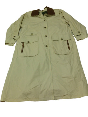 Braefair Womens Beige Long Sleeve Pockets Button Front Overcoat Size 8 Vintage