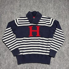 Tommy Hilfiger Kids Sweater Knit Pullover Blue White Red H Logo Size M 12 14