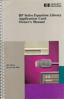 HP Solve Equation Library Application Card Owner's Manual. HP 82211A for the...