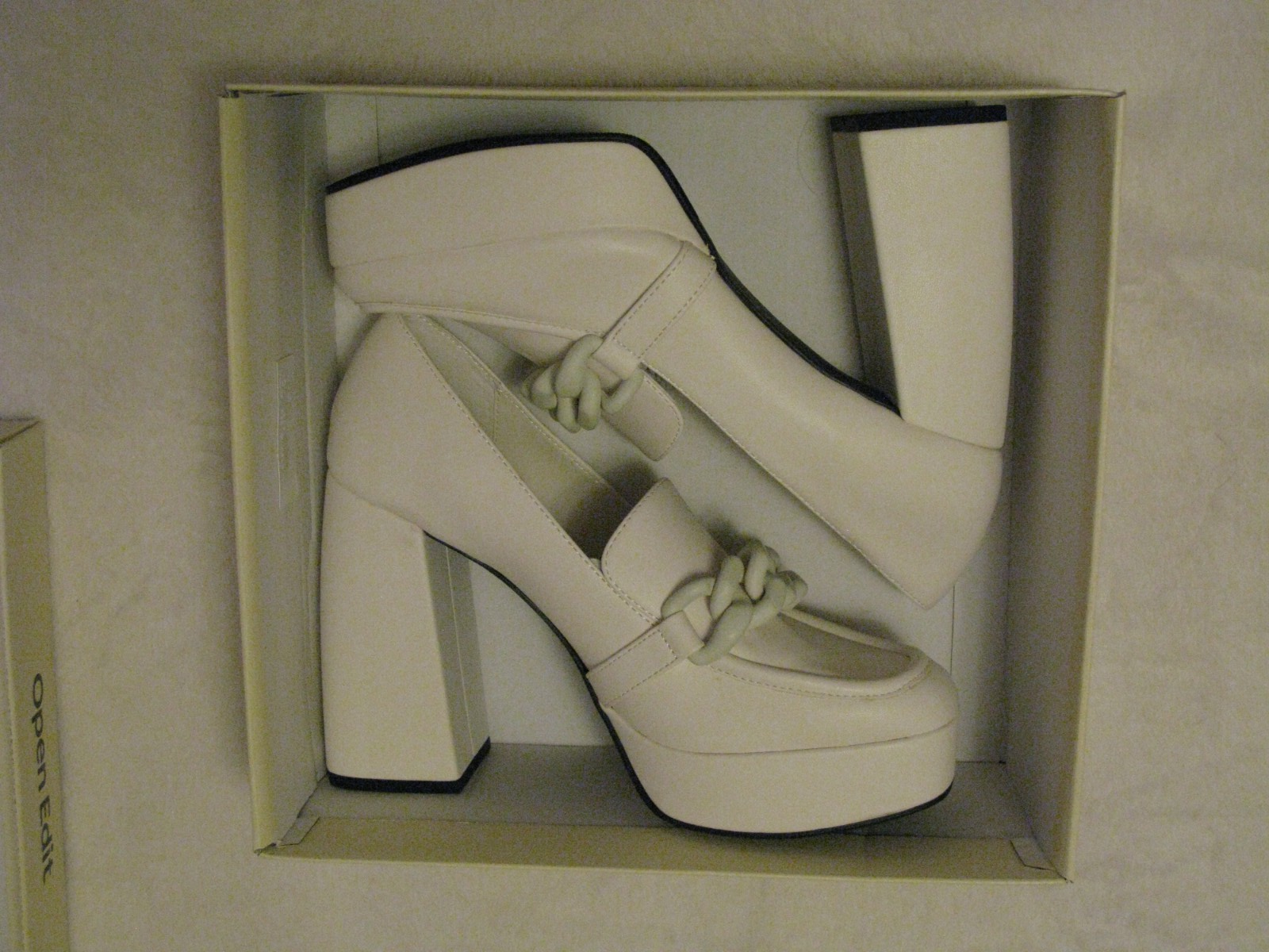 Nordstrom Open Edit 'Lainey' Platform Loafer Pump Shoes Sz 7.5 M Ivory