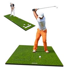 Dual-Mode Golf Hitting Putting Mat 1.0/1.2in Indoor Outdoor Practice Turf