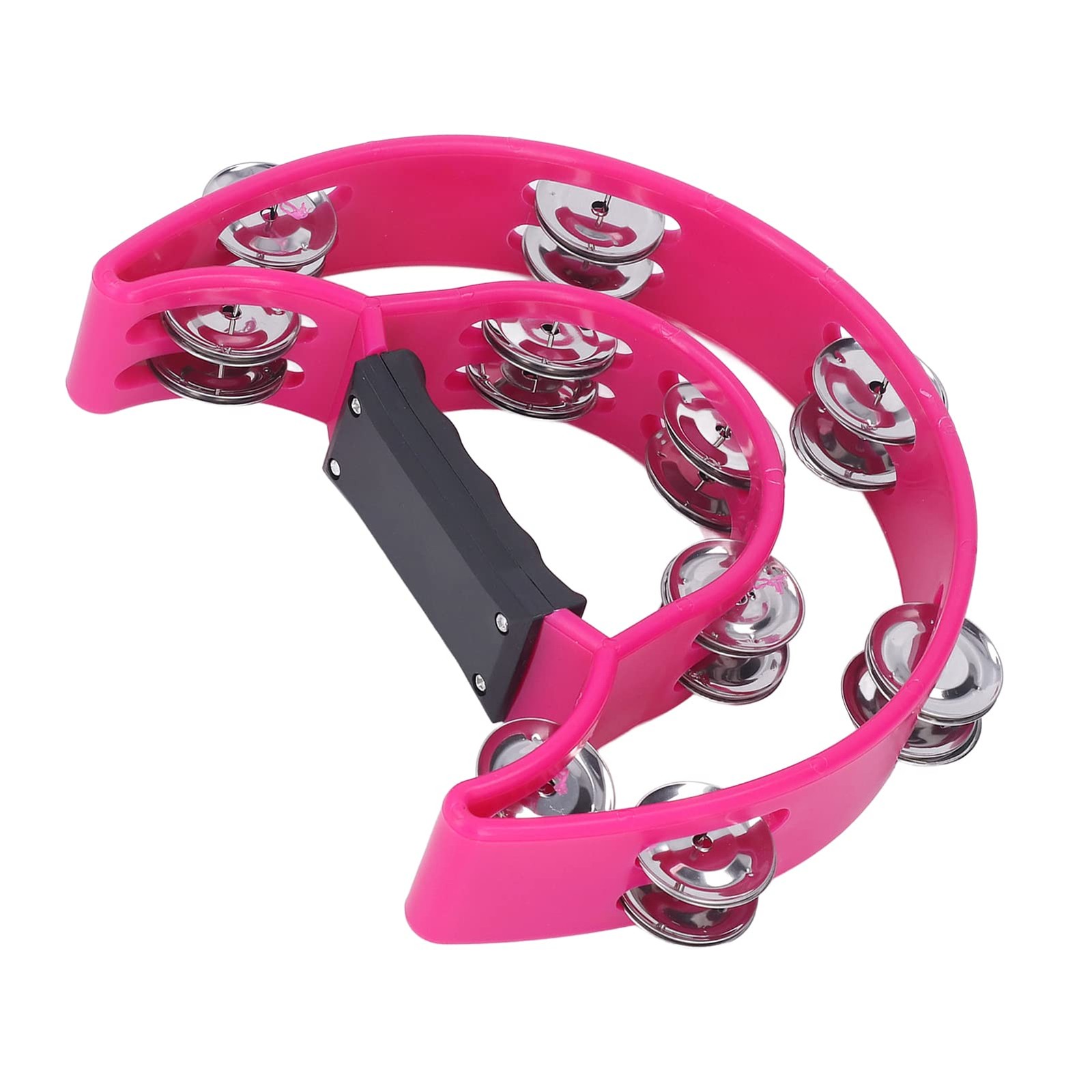 Tambourin rose double rangée musical avec poignée ergonomique pour adultes et rythmes vifs