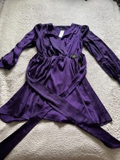 Express Women Long Sleeve V-Neck Lined Belted A-Line Dress Purple Size S