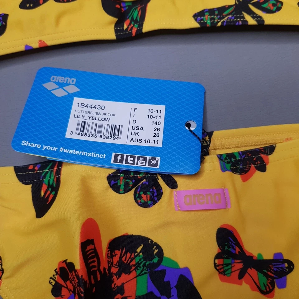 ARENA  Butterflies JR Mädchen Zweiteiliger Badeanzug Gelb Bikini Set Gr. 140 Neu - Bild 3 von 3