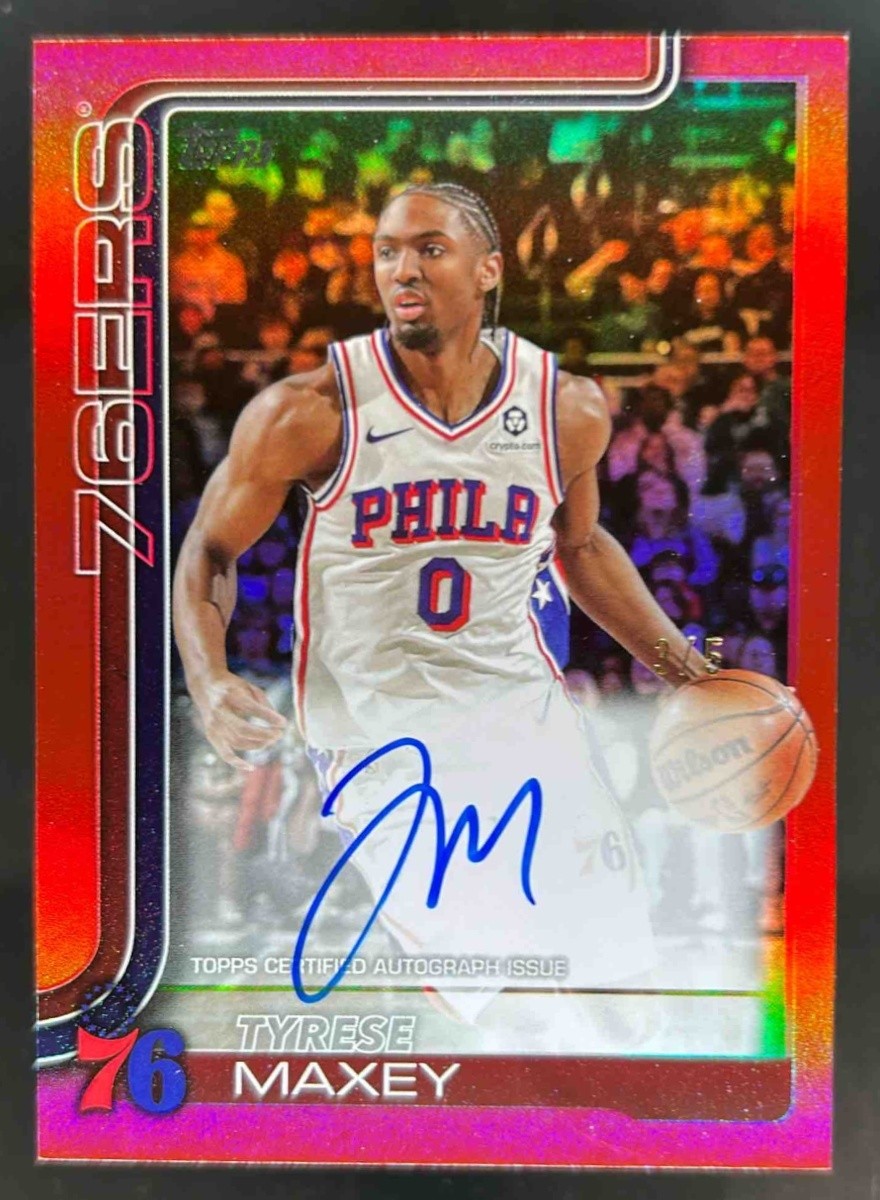 2025-26 Topps Tyrese Maxey Real One Auto Red Rainbow #3/5 76ers