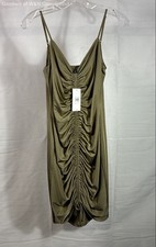 Guess Women's Janiah Ruched Sleeveless Olive Green Bodycon Mini Dress Sz S NWT