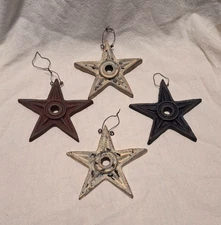 4 Handmade Ceramic Rustic Primitive Stars Wall Hanging Christmas Decor Country