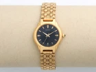 Vintage SEIKO V701-2C00 Gold Tone w Rare Black Dial  Quartz Ladies Dress Watch
