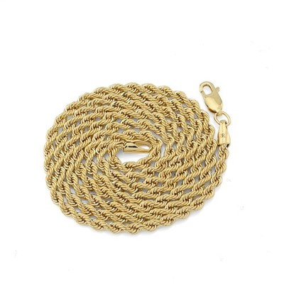 Gebundene Seil Kette 4 mm Echt 1/10 10 Karat Gelbgold 925 Silber 22 Zoll 4,3 gm Halskette
