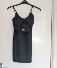 EGO Women's Black Bodycon Cut-Out Mini Dress V-Neck Strappy Sleeveless 8