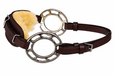 Horse Fleece Lined Adjustable Leather Bitless Bridle Curb Strap Hackamore 35H34
