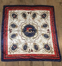 Carriage Theme 90x90cm Satin Navy Red Gold Square Scarf