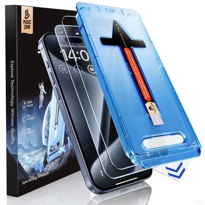 Magic John 2er Pack für iPhone 15 Pro Hartglas Displayschutzfolie 6,1 Zoll,