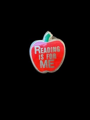 Reading Is For Me Red Apple Lapel Tie Tack Pin Union Made Teacher School W1