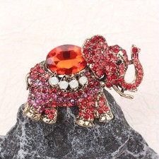 1pc Red Crystal Elephant Brooch - Friend Gift, Fits Dresses, Galas & Parties