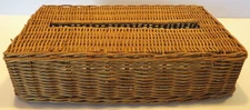 Vtg Tissue Box Cover Rattan Wicker Natural Boho Beach 6.25"x10.5"x2.5"