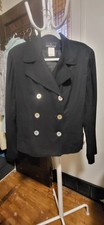 Vintage 1980's CL Carole Little Black Double Breasted Abalone Buttons Jacket 12