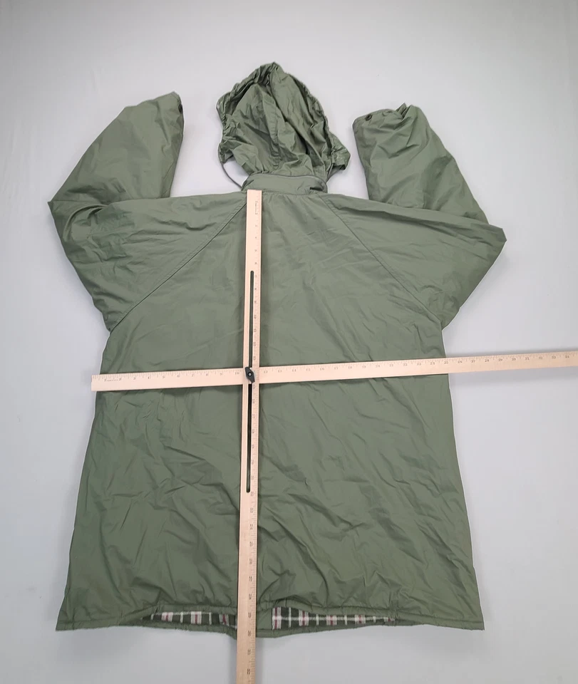 Northwest Territory 夹克女式大号绿色连帽雨衣格子衬里风衣 — 第 3/4 张图片