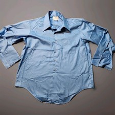 Vintage Kent By Arrow Blue Long Sleeve French Cuff Shirt Mens 17 33