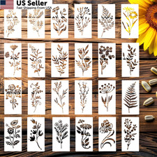 24PCS Flower Leaf Stencils for Painting Crafts Reusable Art Home Decor 5.9"x2.95