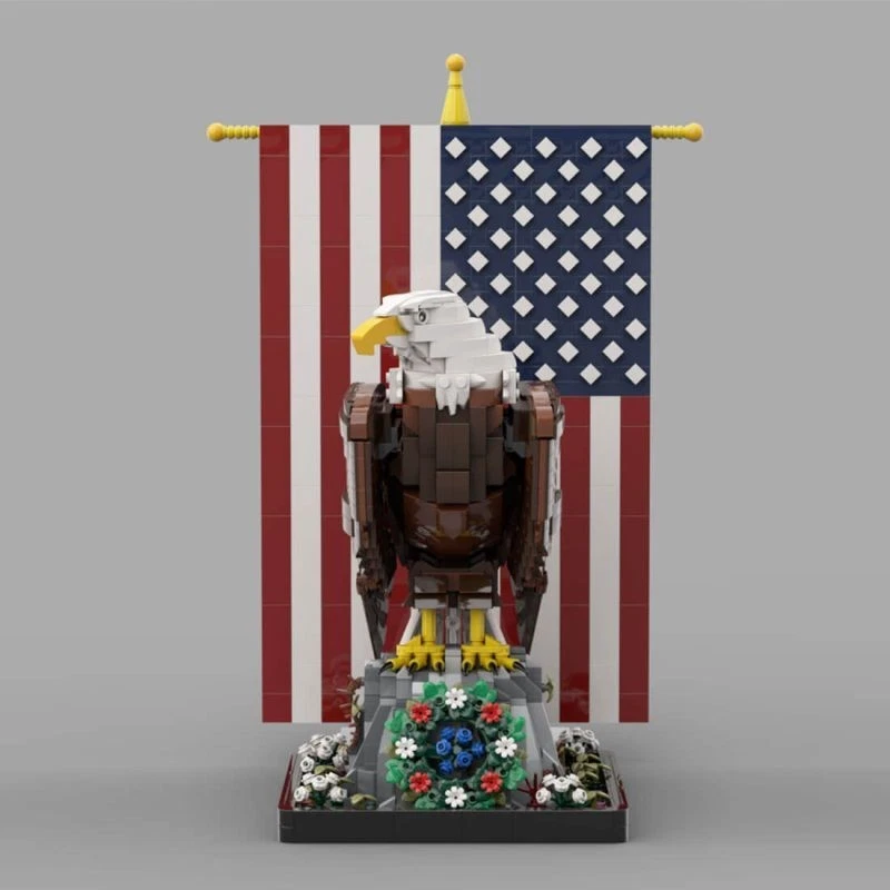 Compatible American Bald Eagle with Flag 1965 Pieces Building Toys Set - Image 2 of 4
