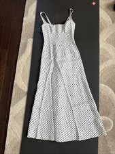 Reformation Sabine 100% Linen Midi Dress Us0 Eclipse Dot Nwt