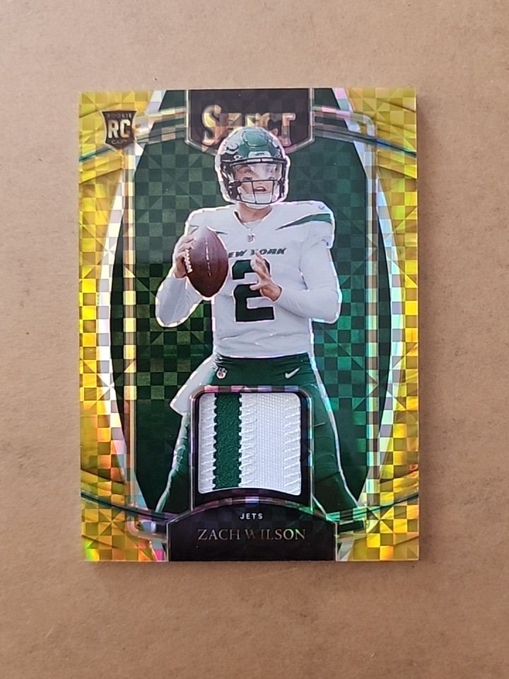 2021 Panini Select Football Zach Wilson #RSW-ZWI Swatches GOLD PATCH #/10 SSP SP