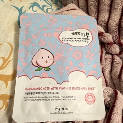 Esfolio Hyaluronic Acid Peach Extract Face Mask Sheet, Peach Scent 0.85 fl oz