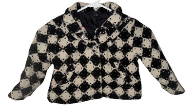 Little Marc Jacobs Black  White Diamonds Wool Coat Girls Size 8 (runs small)