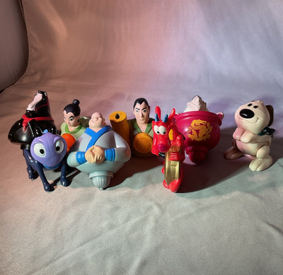 Disney Mulan Figure Lot w/ Mulan Mushu Khan Little Brother Shan Yu