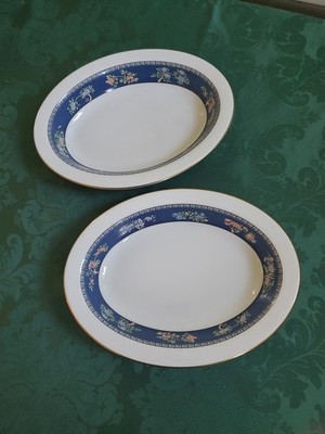 Wedgwood Blue Siam Paar offene Servierschalen, 10'' x 7,5'', Top Zustand.