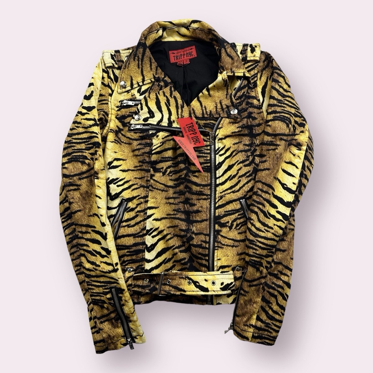 Vintage Women's Tripp NYC Cheetah Motorcycle Biker Jacket Size S