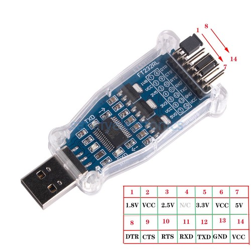 Modulo adattatore seriale switch UART switch FTDI USB a 1,8 V 2,5 V 3,3 V 5 V TTL UART NUOVO - Foto 8 di 8