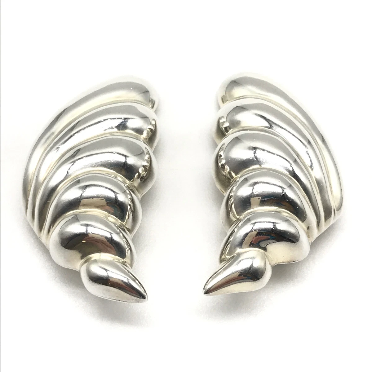 Tiffany & Co. 925 Sterling Silver Rare Vintage Mexico Shrimp Clip On Earrings