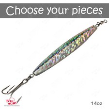 Fish WOW!® 14oz Fishing Diamond Jig Mylar laser big game Trolling heavy lure New
