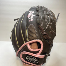 Rawlings WFP120 Fastpitch Softball Glove 12 Inch RHT Brown Pink Trim Zero Shock