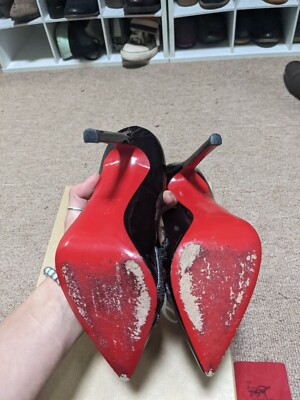 Authenticated Christian Louboutin Sex 120 Pigalle Black Patent