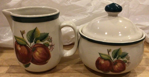 Casuals By China Pearl Apple Creamer & Sugar Set Of Two