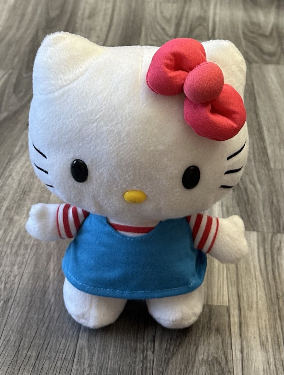 Sanrio Hello Kitty Plush 2010 Blue Dress Red White Shirt Bow Stuffed Animal 11" Sanrio Hello Kitty Plush 2010 Blue Dress Red White Shirt Bow Stuffed Animal 11"
