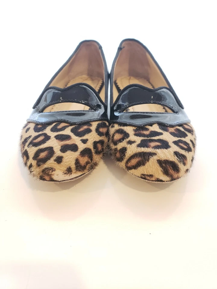 $325 Charlotte Olympia Incy "Bisoux" charol negro y leopardo 28EUR/11US Foto 2 de 4