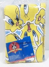 NOS Tweety Bird Looney Tunes Blanket Throw Cartoon Blue Yellow 45x60 VTG 90s AOP