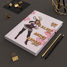 Eat Sleep Anime Repeat Hardcover Journal Matte  lined pages